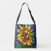 Zonnebloem bij Nacht Geel Blauw Bloem Crossbody Tas (Achterkant)