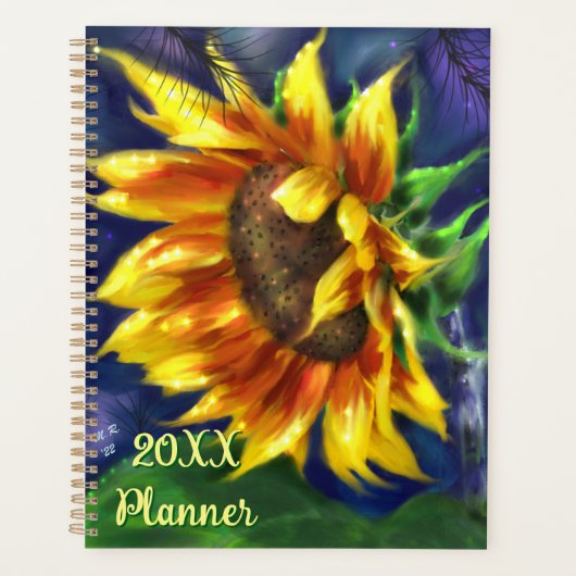 Zonnebloem bij Nacht Geel Blauw Bloem Planner (Voorkant)