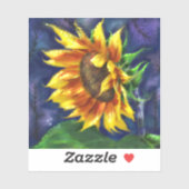 Zonnebloem bij Nacht Geel Blauw Bloem Sticker (Vel)