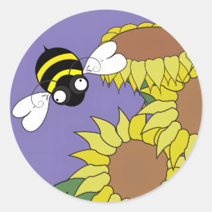 Zonnebloem Bij  Ronde Sticker