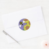 Zonnebloem Bij Ronde Sticker (Envelop)