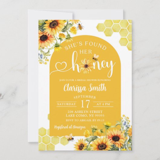 Zonnebloem bij ze vond haar honing Vrijgezellenfee Kaart (Voorkant)