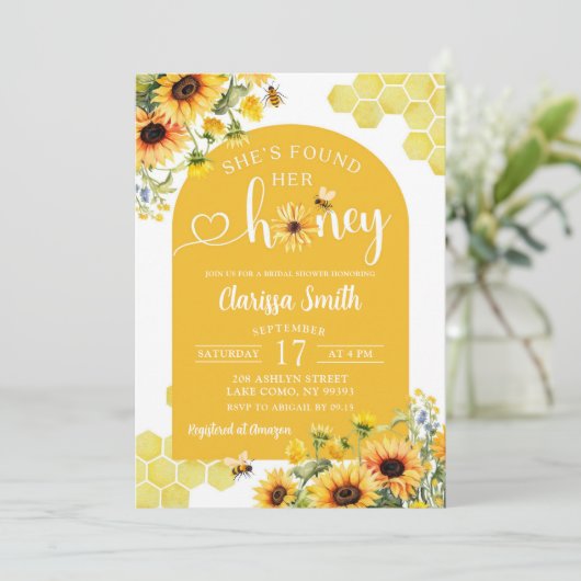 Zonnebloem bij ze vond haar honing Vrijgezellenfee Kaart (Staand voorkant)