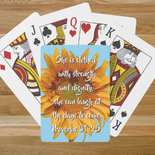 Zonnebloem Bijbel Spreuken 31:25 Custom Pokerkaarten