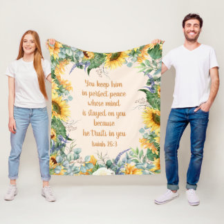 Zonnebloem Bijbelvers Houd Volmaakte Vrede   Fleece Deken