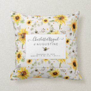 Zonnebloem Bijen Rustisch Houtgeel Baby  Kussen