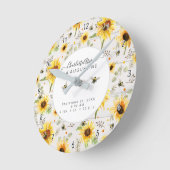 Zonnebloem Bijen Rustisch Houtgeel Baby Ronde Klok (Hoek)