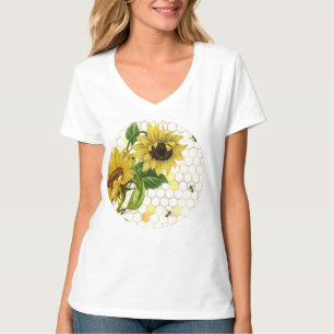 Zonnebloem Bijenkorf Honingraat Gouden Cirkel T-shirt