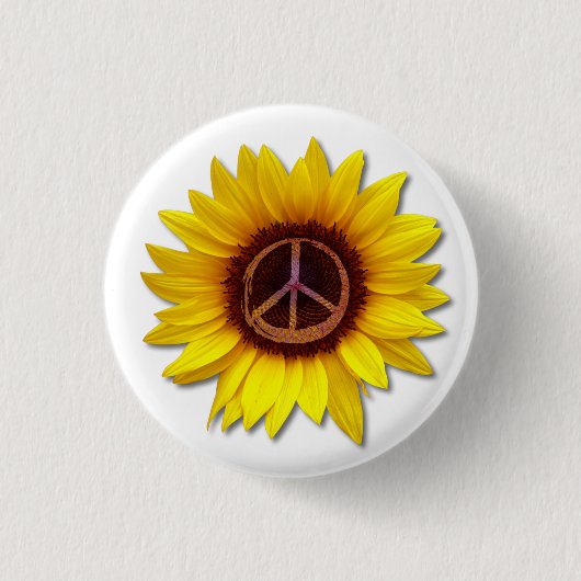 Zonnebloem Binnenvrede Symbool Teken Anti-War Ronde Button 3,2 Cm (Voorkant)