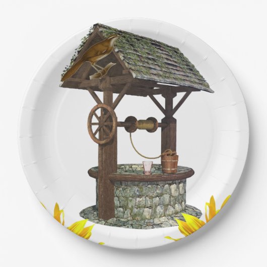 Zonnebloem Bird Paper Borden Papieren Bordje (Voorkant)