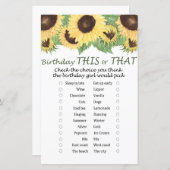 zonnebloem Birthday dit of dat spel (Voorkant / Achterkant)