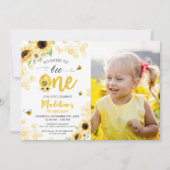 Zonnebloem Birthday Invitation Honey Sweet One Kaart (Voorkant)