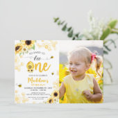 Zonnebloem Birthday Invitation Honey Sweet One Kaart (Staand voorkant)