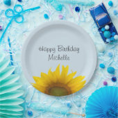 Zonnebloem Birthday Party Blue Floral Paper Bord (Feest)