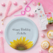 Zonnebloem Birthday Party Blue Floral Paper Bord (Feest)