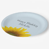 Zonnebloem Birthday Party Blue Floral Paper Bord (Gekanteld)