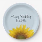 Zonnebloem Birthday Party Blue Floral Paper Bord (Voorkant)