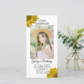 Zonnebloem Birthday Party Invitation Photo Card (Staand voorkant)