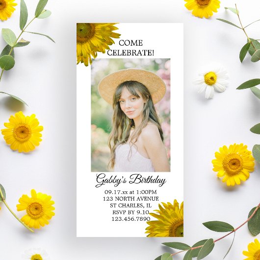 Zonnebloem Birthday Party Invitation Photo Card
