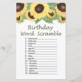 Zonnebloem, BIRTHDAY WORD SCRAMBLE Game (Voorkant)