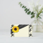 Zonnebloem Black Cream Floral Wedding Place Cards Plaatskaartje (Staand voorkant)