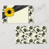 Zonnebloem Black Cream Floral Wedding Place Cards Plaatskaartje (Voorkant / Achterkant)