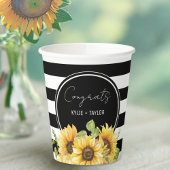 Zonnebloem Black en White Stripes Wedding Shower Papieren Bekers