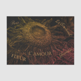 Zonnebloem Black Gold Pink Floral Art Script Tissuepapier