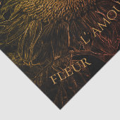 Zonnebloem Black Gold Pink Floral Art Script Tissuepapier (Detail)