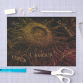 Zonnebloem Black Gold Pink Floral Art Script Tissuepapier (Craft)