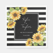 Zonnebloem Black & White Stripe Wedding or Shower Servet (Voorkant)