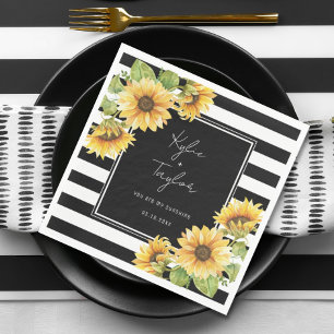Zonnebloem Black & White Stripe Wedding or Shower Servet