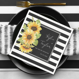 Zonnebloem Black & White Stripe Wedding or Shower Servet