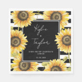 Zonnebloem Black & White Stripe Wedding or Shower Servet (Voorkant)