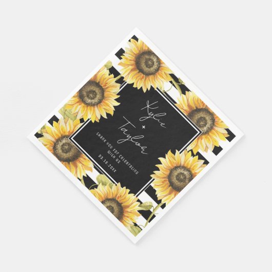 Zonnebloem Black & White Stripe Wedding or Shower Servet (Hoek)