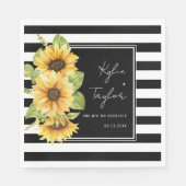 Zonnebloem Black & White Stripe Wedding or Shower Servet (Voorkant)