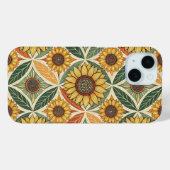 Zonnebloem & blad patroon | op natuur geïnspireerd Case-Mate iPhone case (Achterkant (horizontaal))