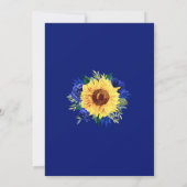Zonnebloem Blauw Bloemen Border Wedding Kaart (Achterkant)