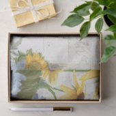 Zonnebloem Blauw Bloemen Dragonfly Script Tissuepapier (Geschenk)