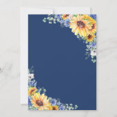 Zonnebloem Blauw Bloemen Groen Geometrische bruilo Kaart (Achterkant)