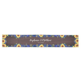 Zonnebloem Blauw Bloemen Hout Bruiloft Save The Da Lange Tafelloper