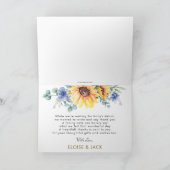 Zonnebloem Blauw Bloemen Olifant Boy Baby shower Bedankkaart (Binnen)