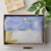  Zonnebloem Blauw Bloemen Vlinder Script Tissuepapier (Geschenk)