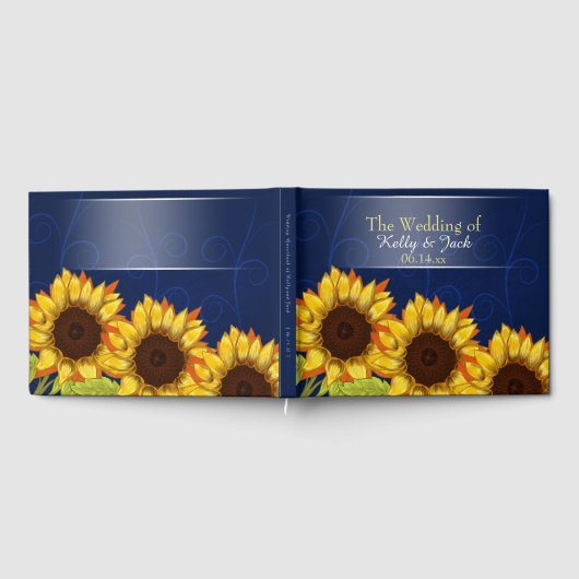 Zonnebloem / Blauw bruiloft gastenboek (Volledig)