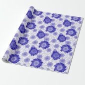 Zonnebloem Blauw Cadeaupapier (Uitgerold)