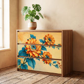 Zonnebloem Blauw Centrum Vintage Bloei Tissuepapier