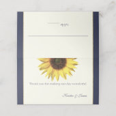 Zonnebloem blauw en Ivoor Zitplaatsen Plaatskaartje (Buitenkant ongevouwen)