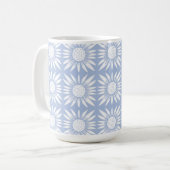 Zonnebloem Blauw Floral Tegel Pattern Koffiemok (Voorkant links)