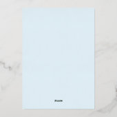 Zonnebloem Blauw Gouden Zon Baby Eerste Verjaardag Folie Uitnodiging (Achterkant)