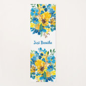 Zonnebloem blauw moderne bloemen waterverf quote yogamat (Voorkant)